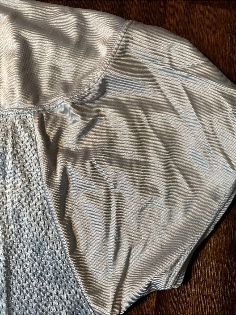 Nike Team Men’s Gray Mesh Football Practice Jersey with Light Blue Trim Size L